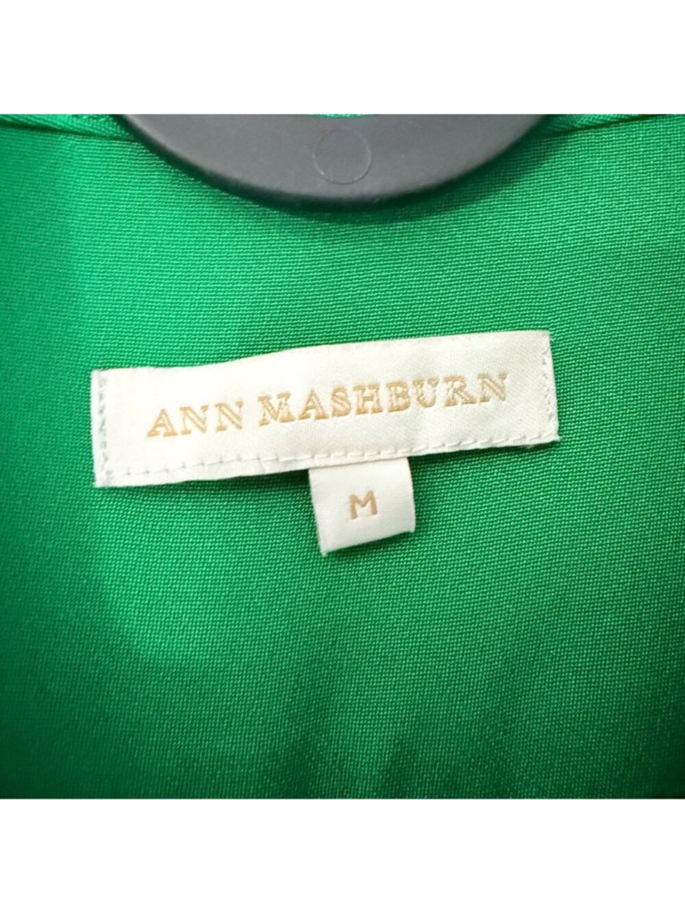 Ann Mashburn Kelly Green Silk Sateen Long Sleeve Button Blouse Womens Medium - Picture 2 of 6